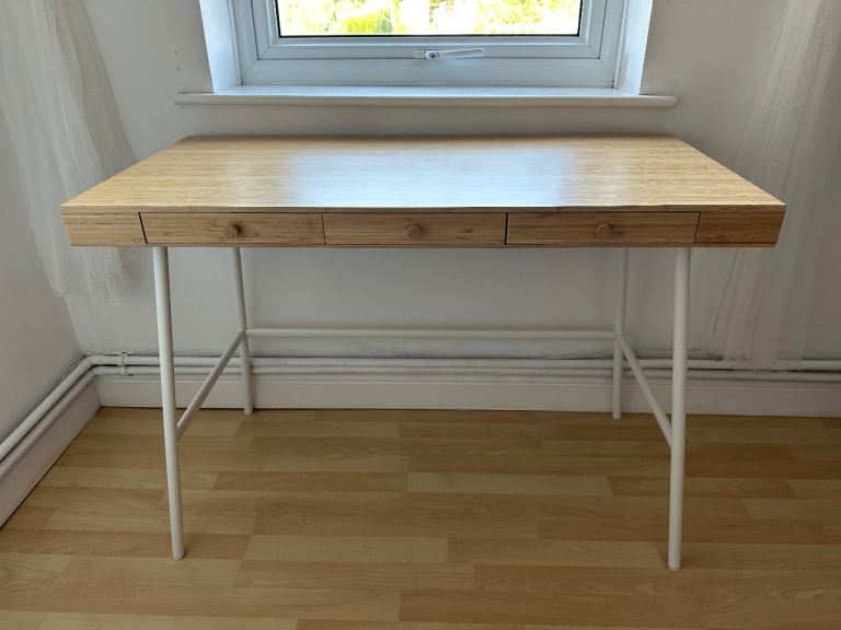 IKEA LILLÅSEN Bamboo Desk with 3 Drawers - Excellent Condition