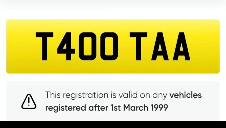 T400 TAA .. private number plate 