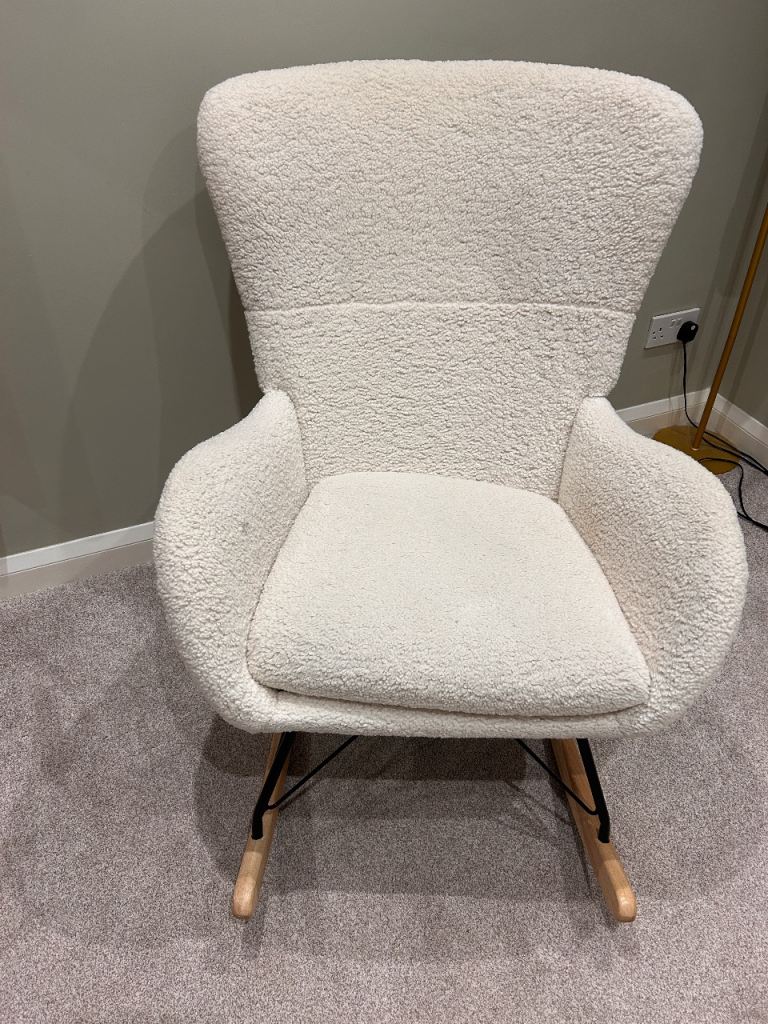 Cream Bouclé Rocking Chair / Nursery Nursing Chair