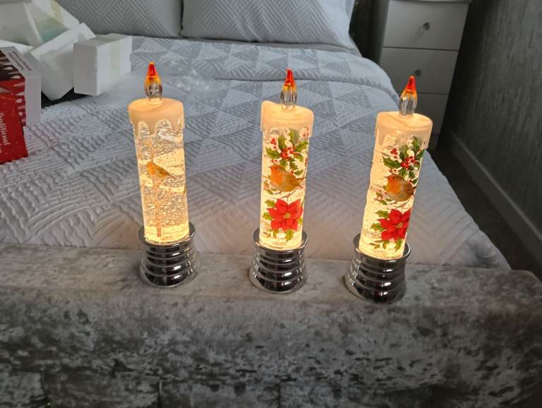 New 5 Christmas Glitter LED Candles 