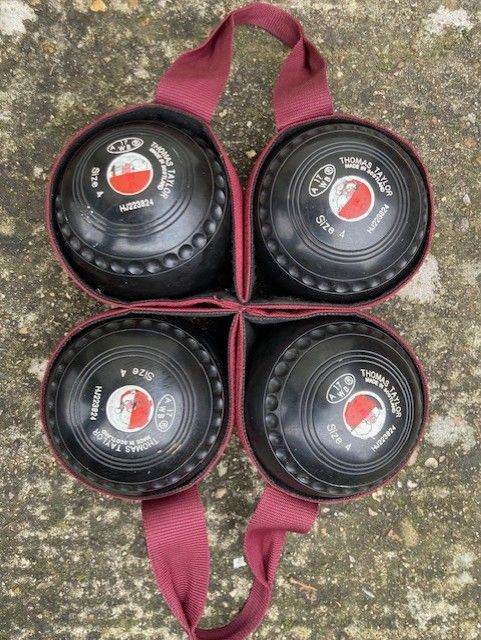 LAWN BOWLS - Set of four Thomas Taylor Bowling Balls - Size 4 - Good Condition