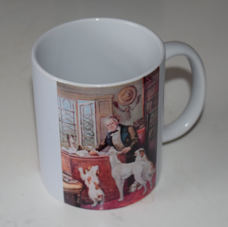 CLASSICAL ART DOG MUG - SIR WALTER SCOTT GREYHOUND / CAVALIER SPANIEL