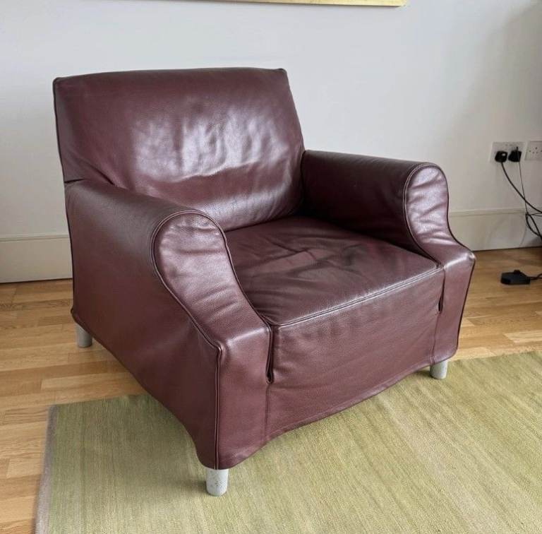Vintage lazy working leather armchair by Philippe Starck for Cassina
