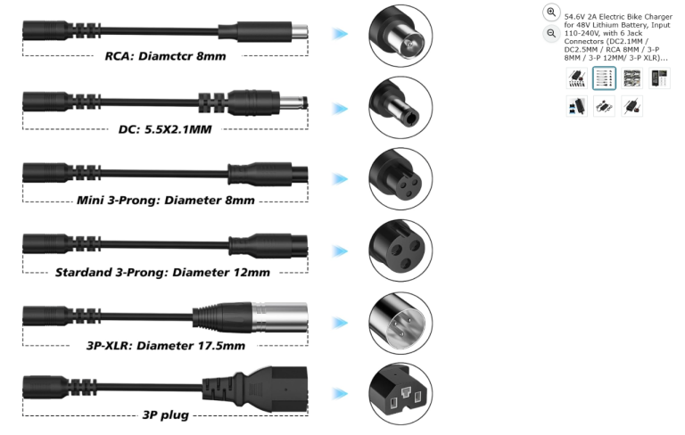 54.6V 2A Electric Bike Charger for 48V Battery, 110-240V, 6 Jacks|| Brand new 50% off price 