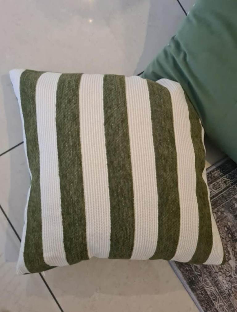 Green and White Striped Cushion – new  Condition x 4 