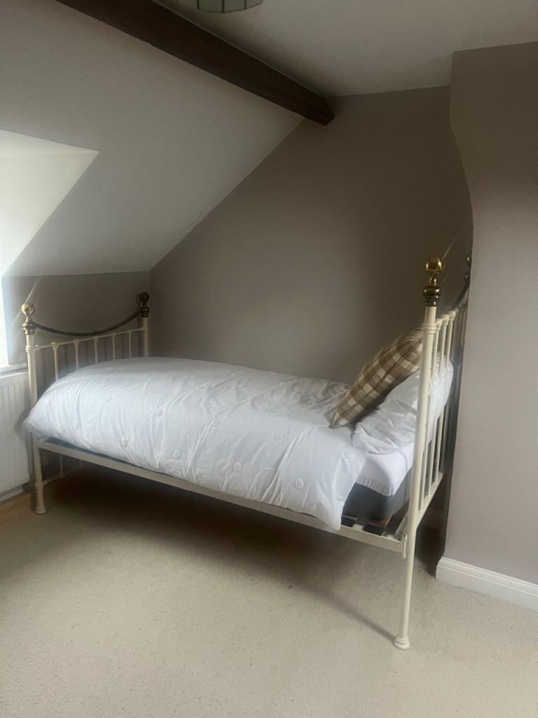 Laura Ashley cream and brass bed frame
