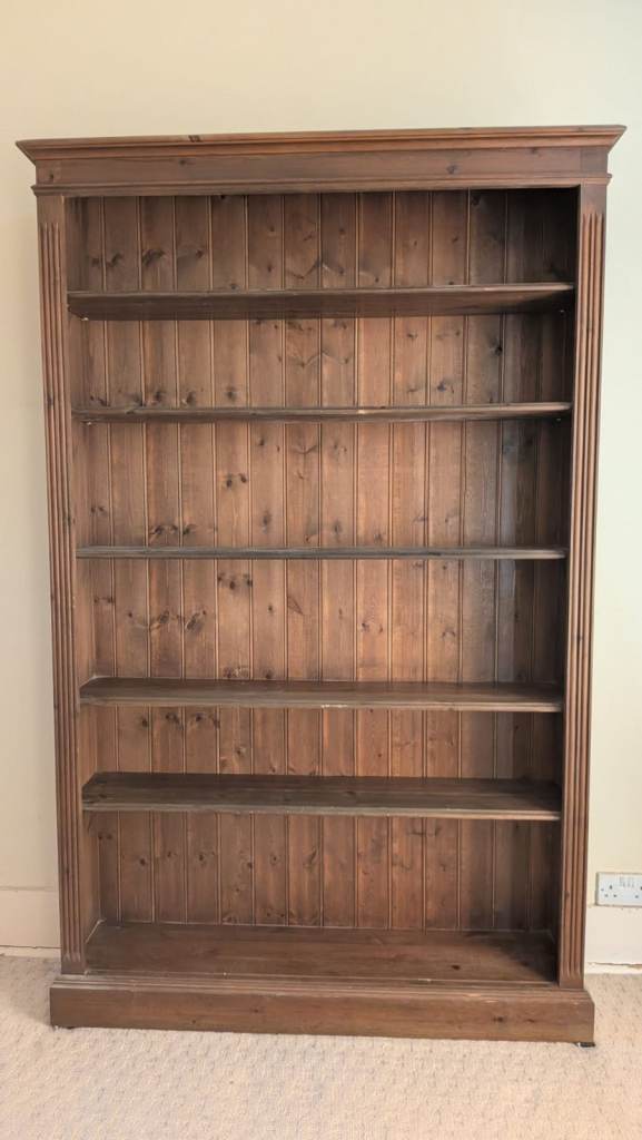 Large Solid Wood Bookcase / Bookshelf - Dark Brown Pine - 197cm x 124cm