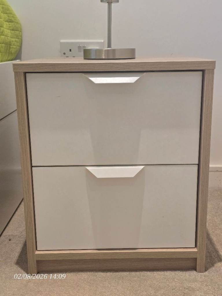 IKEA ASKVOLL: Modern Bedside Table with 2 Drawers – Good Condition