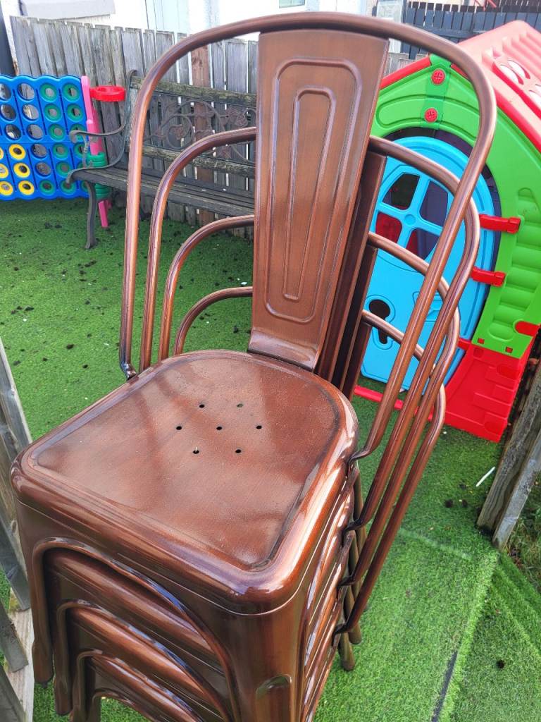 4 brass coloured cafe chairs for sale £80