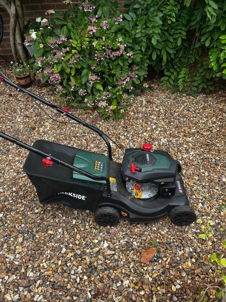 Parkside Petrol Lawn Mower with Grass Box – Good Condition