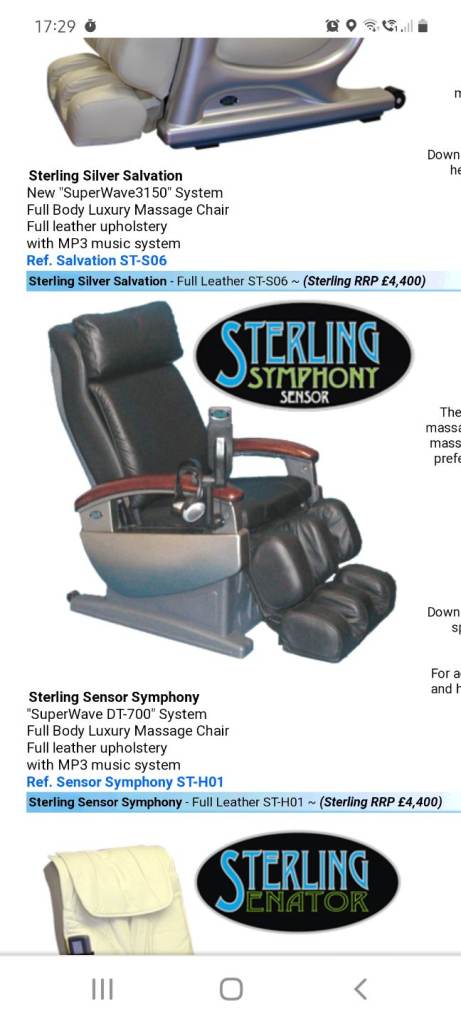 Sterling Symphony Massage Chair - Faulty