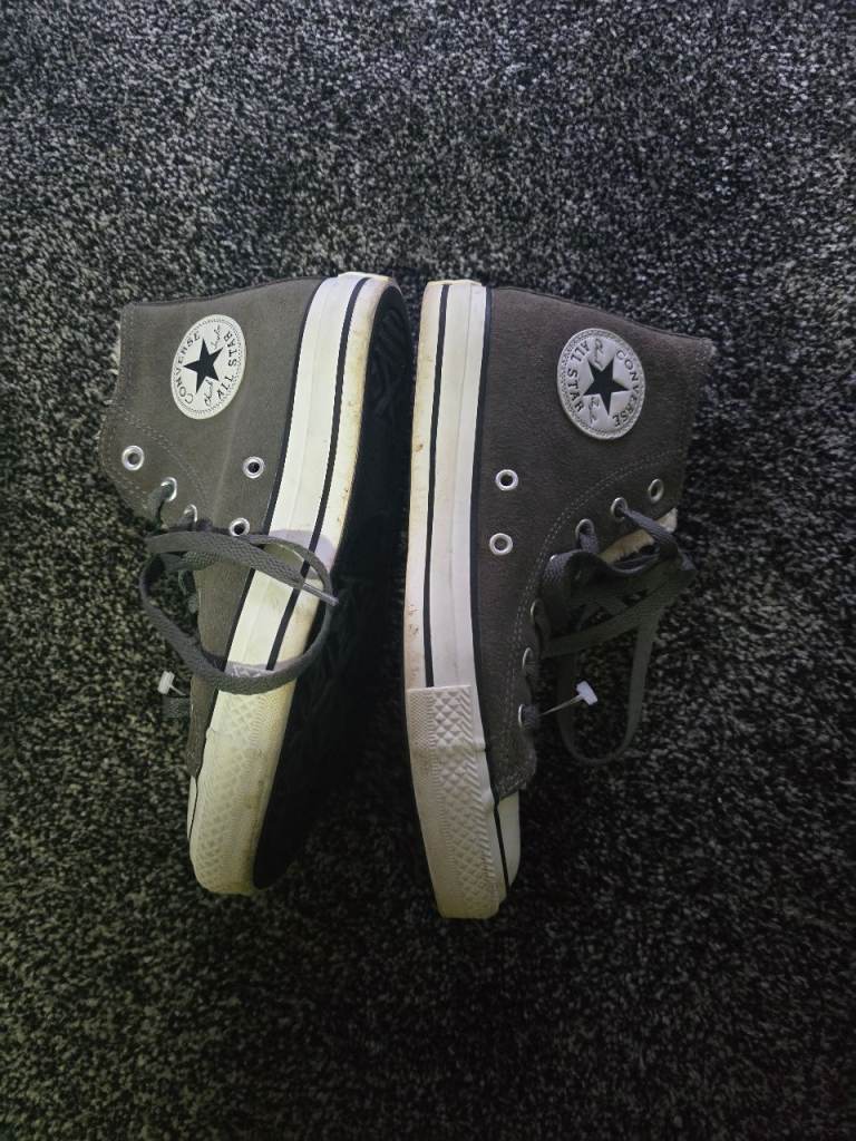 image for Size 5 Converse Chuck Taylor All Star – Grey Suede, Fleece-Lined High Tops