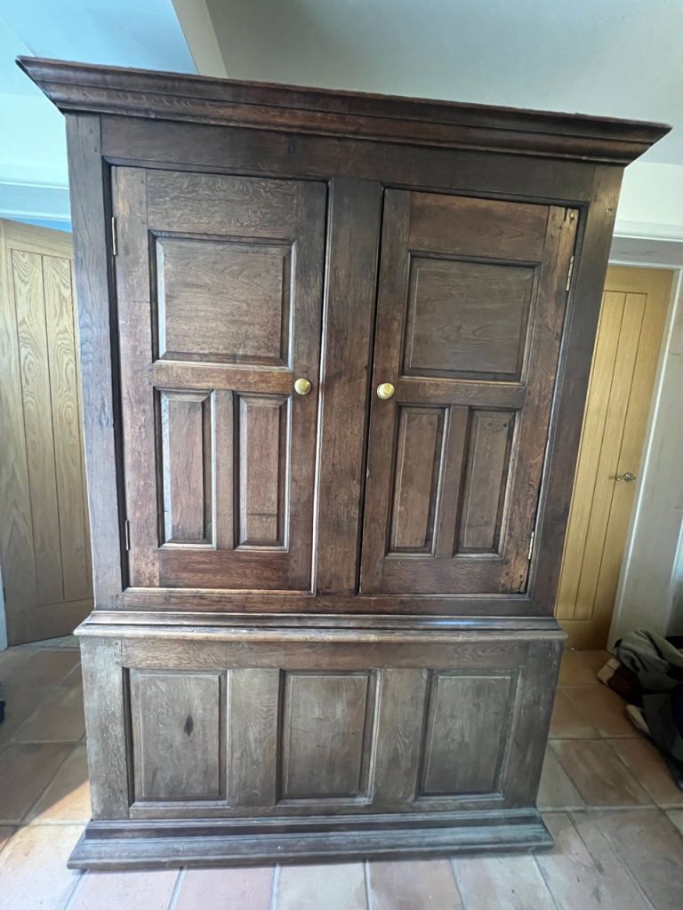 Early 18th Century Oak Livery Cupboard / Wardrobe over Coffer