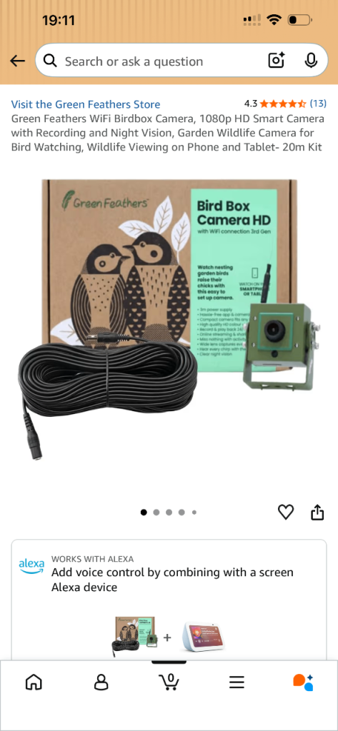 Birdbox camera with Night vision 