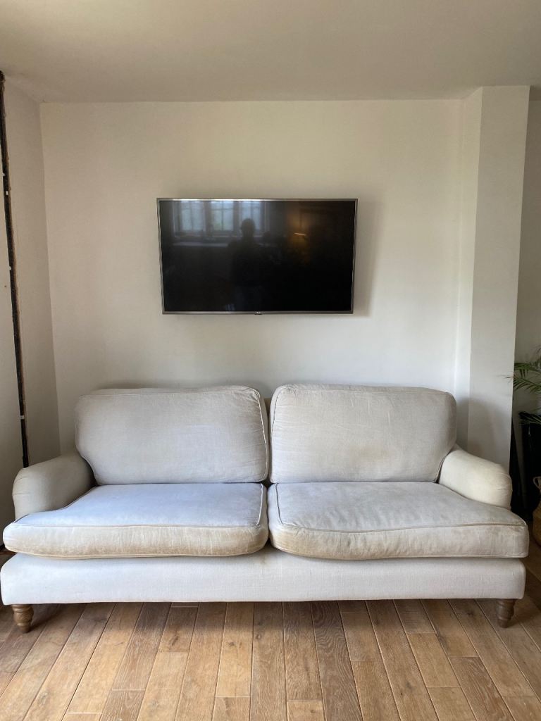 BLUEBELL SOFA  - 3 Seater - Oatmeal Belgian Linen - 219cm Wide - Needs TLC