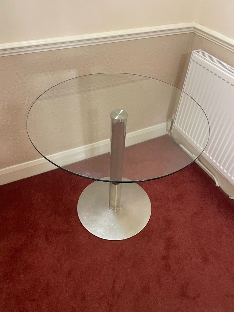 Glass and chrome bistro table - 80cm - £85 Ono
