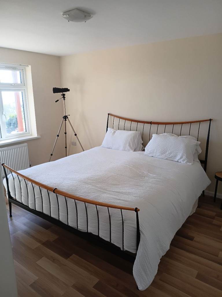 Superking Bed Frame - Black Metal and Wood