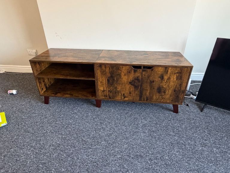 Rustic Industrial Style TV Stand Media Unit Brown with Storage
