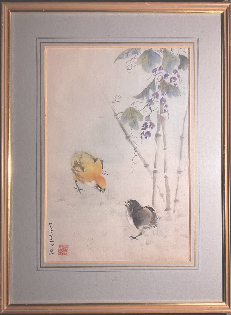 Fighting Chicks - original watercolour by Marianne Nash
