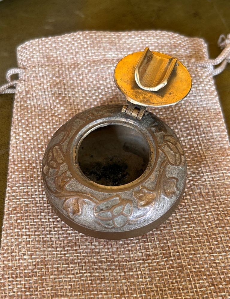Vintage Ornate Brass Pocket Sized Ashtray