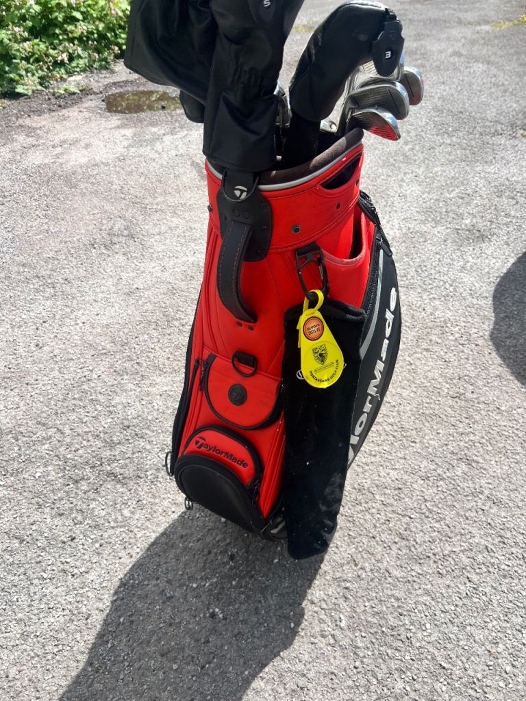 Taylor made golf set and power caddy and Nike shoes 
