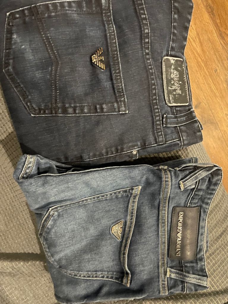 Armani Men's Jeans - 2 Pairs, Blue, Fair Condition