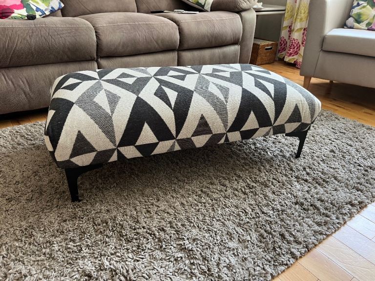 Geometric Fabric Ottoman/Footstool – Good Condition
