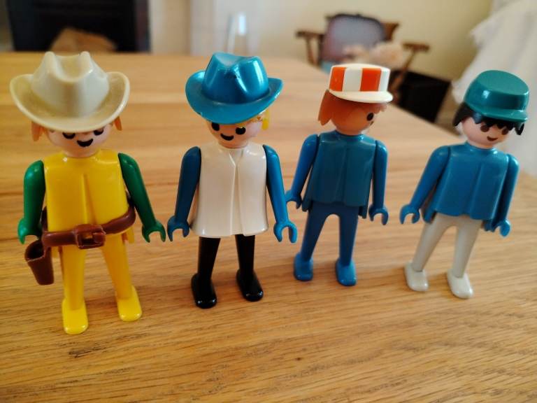 Playpeople Vintage 1970s Four Cowboy Figures with assessories made by Playmobil 