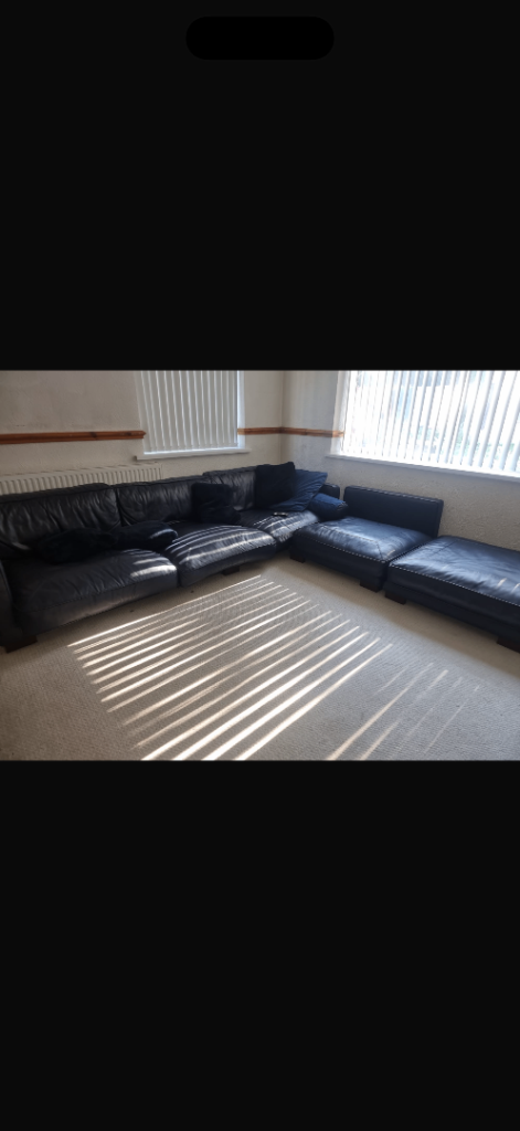 blue leather sofa 