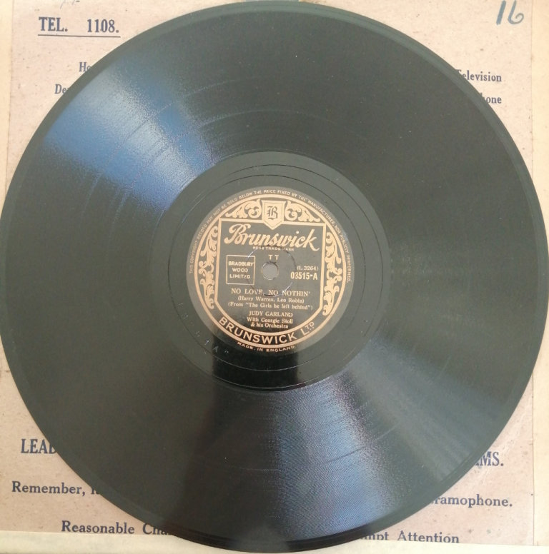 Judy Garland RARE Shellac Record - A Journey To A Star/ No Love No Not