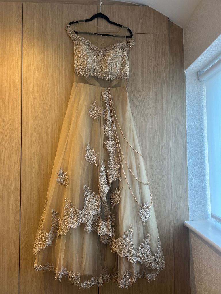 Party Indian Dress Gold Heavy embroidered 