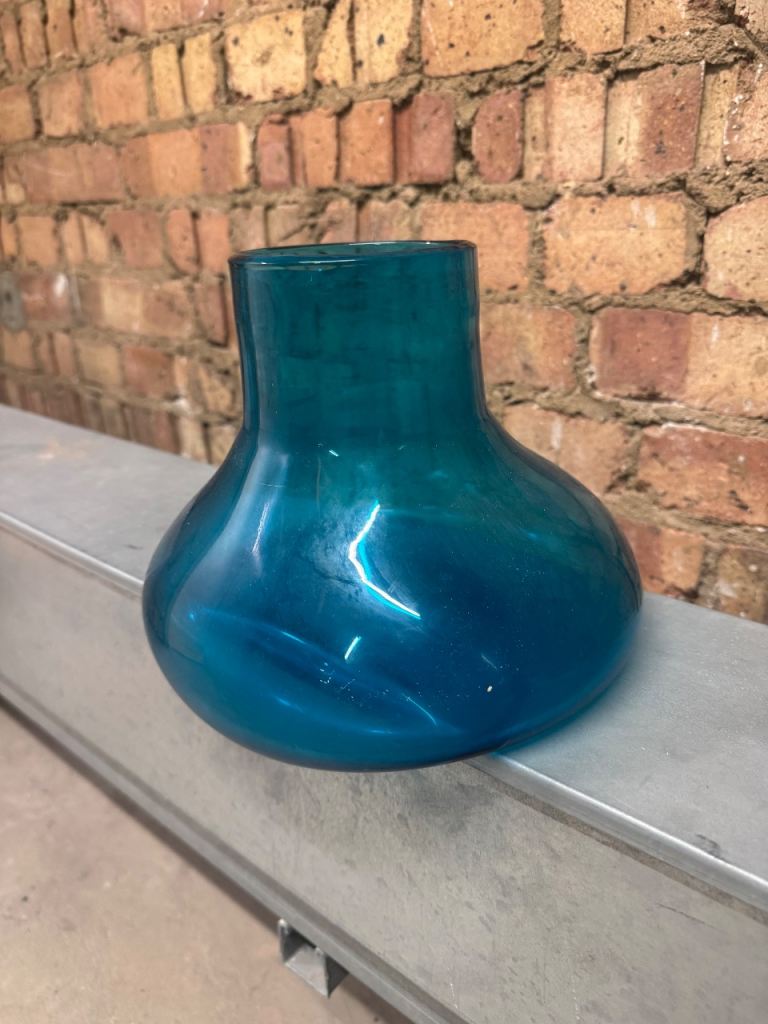 URGENT – Bocconcept Blue Glass Vase / Decorative Centrepiece – Modern Scandinavian Design