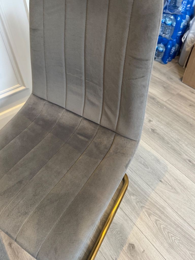 RRP £199 : Last Grey Velvet Dining Chair with Gold Legs