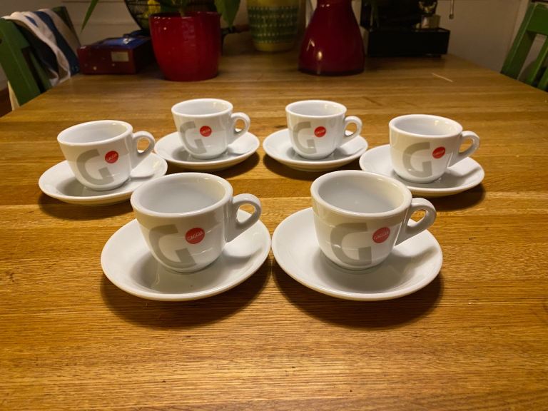 Set of 6 Gaggia Espresso Cups & Saucers | Unused