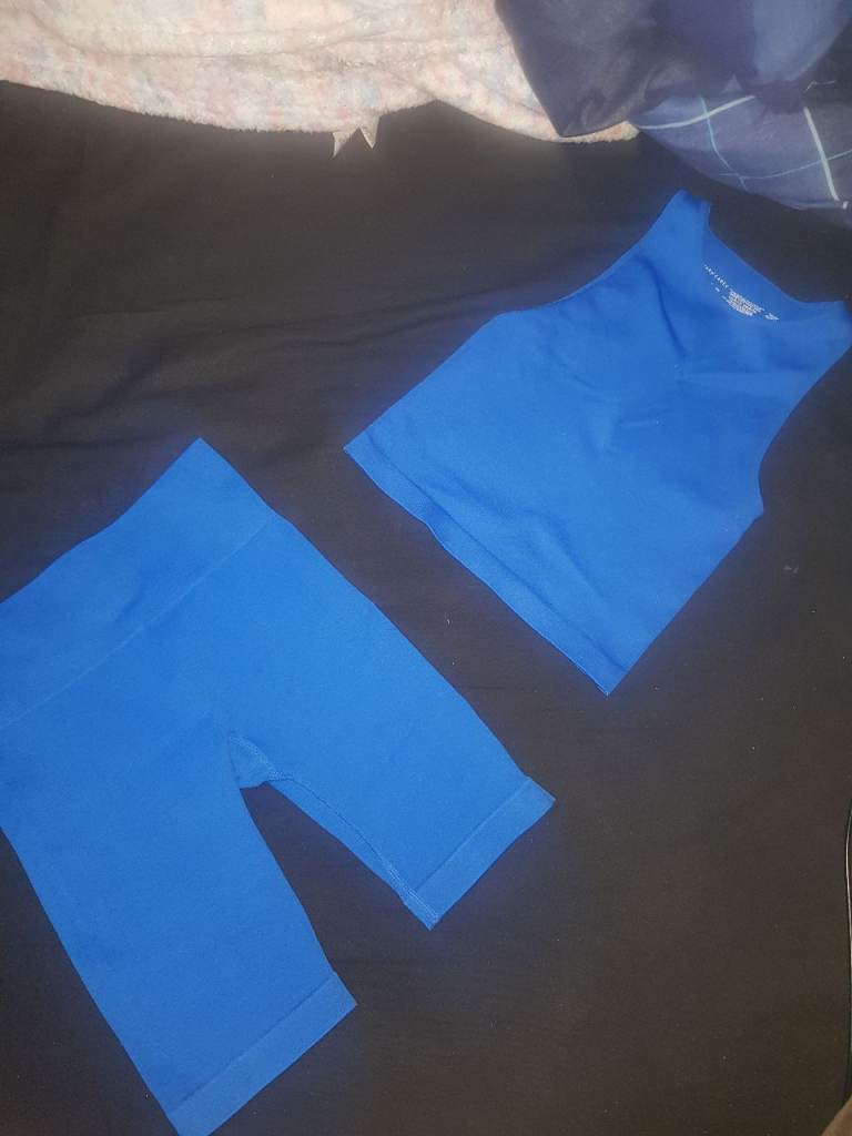 image for 2 piece blue shorts and top 