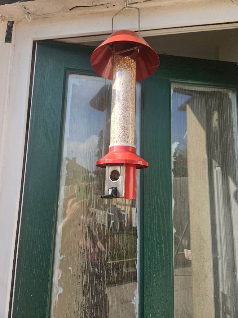 Large hang Red colour feeding  pot for birds