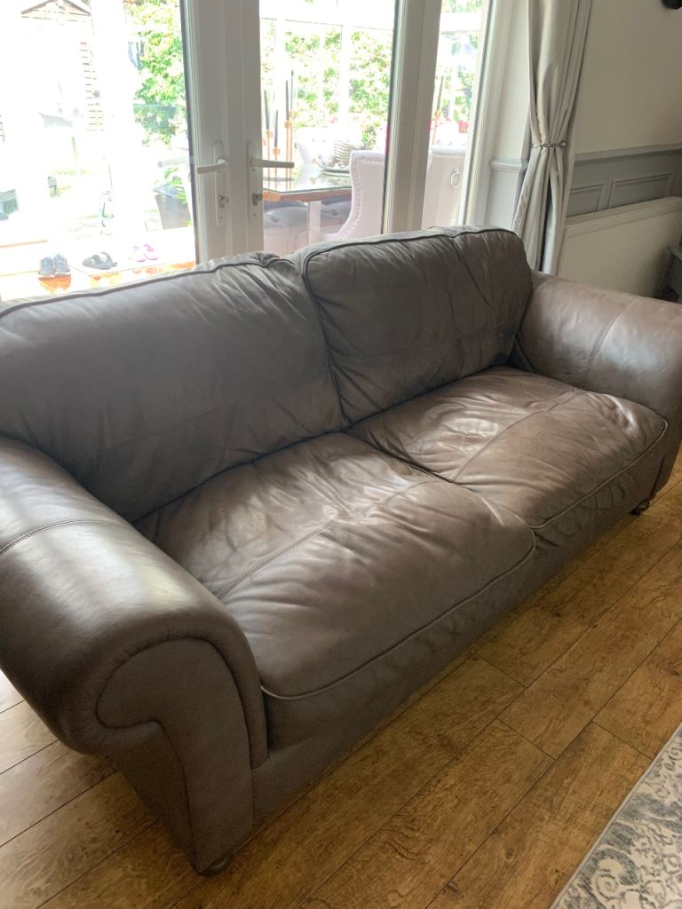 Two seater and three seater leather sofas 