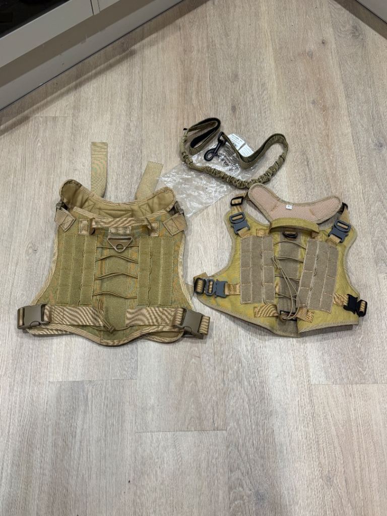 Tactical Dog Harnesses with Matching Lead - Set of Two, Khaki
