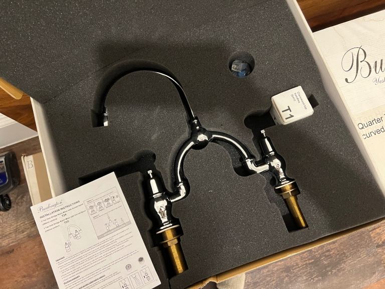 Burlington Basin Mixer Tap - Curved Spout (230mm centers)