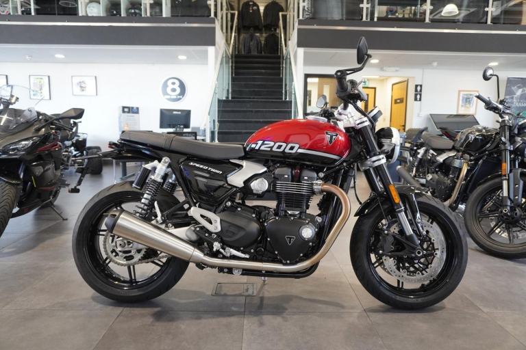 Triumph Speed Twin 1200, 2026, Carnival Red/ Black. IN STOCK NOW Only £13295. 