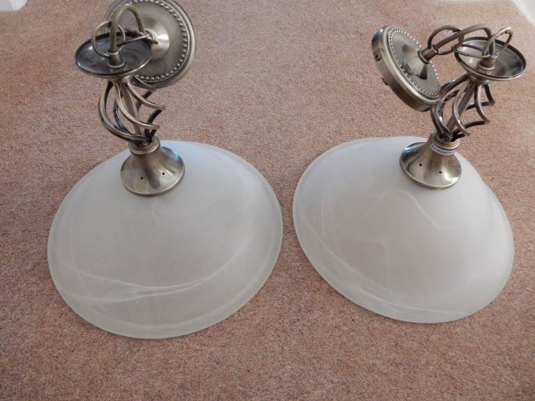 Pair of Frosted Glass Ceiling Lights – Good Condition