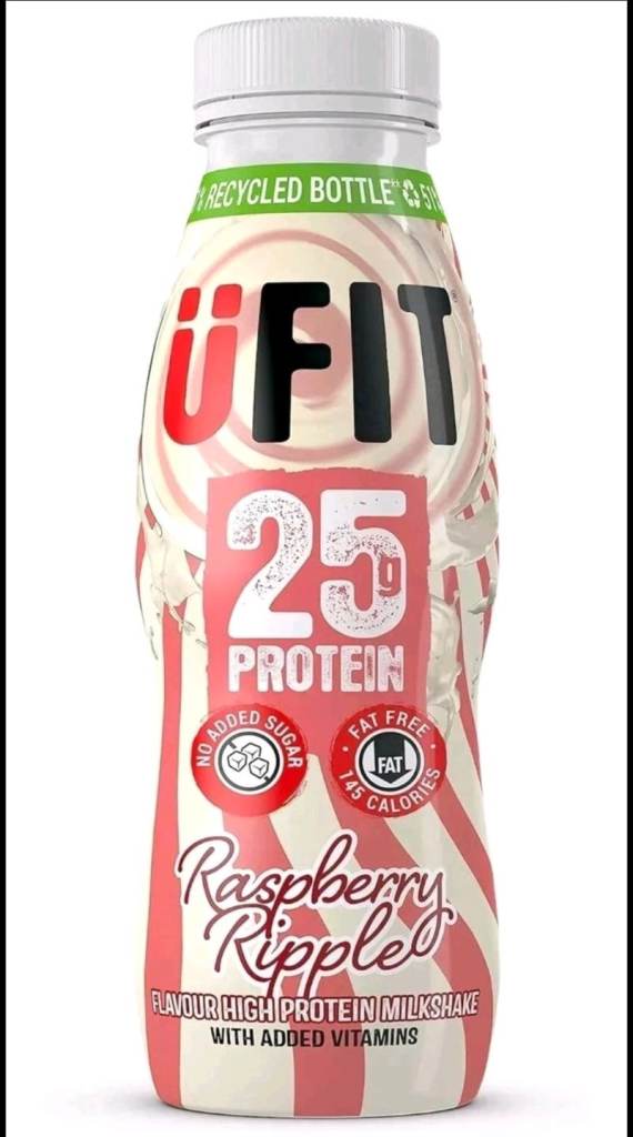10 x 330ml Ufit High Protein Raspberry Ripple Protein Shakes