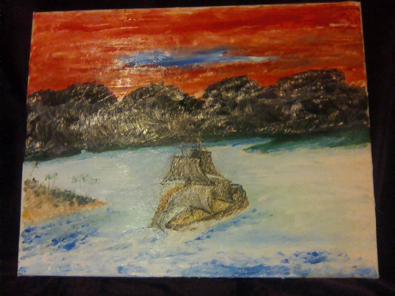 Oil on canvas painting of " red sunset"