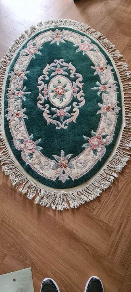Green deep pile orientatal style rug