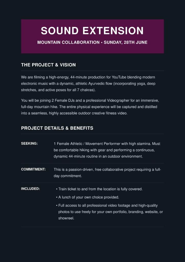 Movement Performer/Fitness Enthusiast/Dancer Wanted for Outdoor YouTube Video (June 28th)  