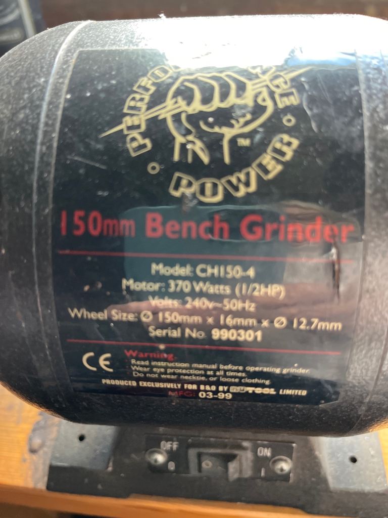 Vintage Bench Grinder. Performanc Power. 