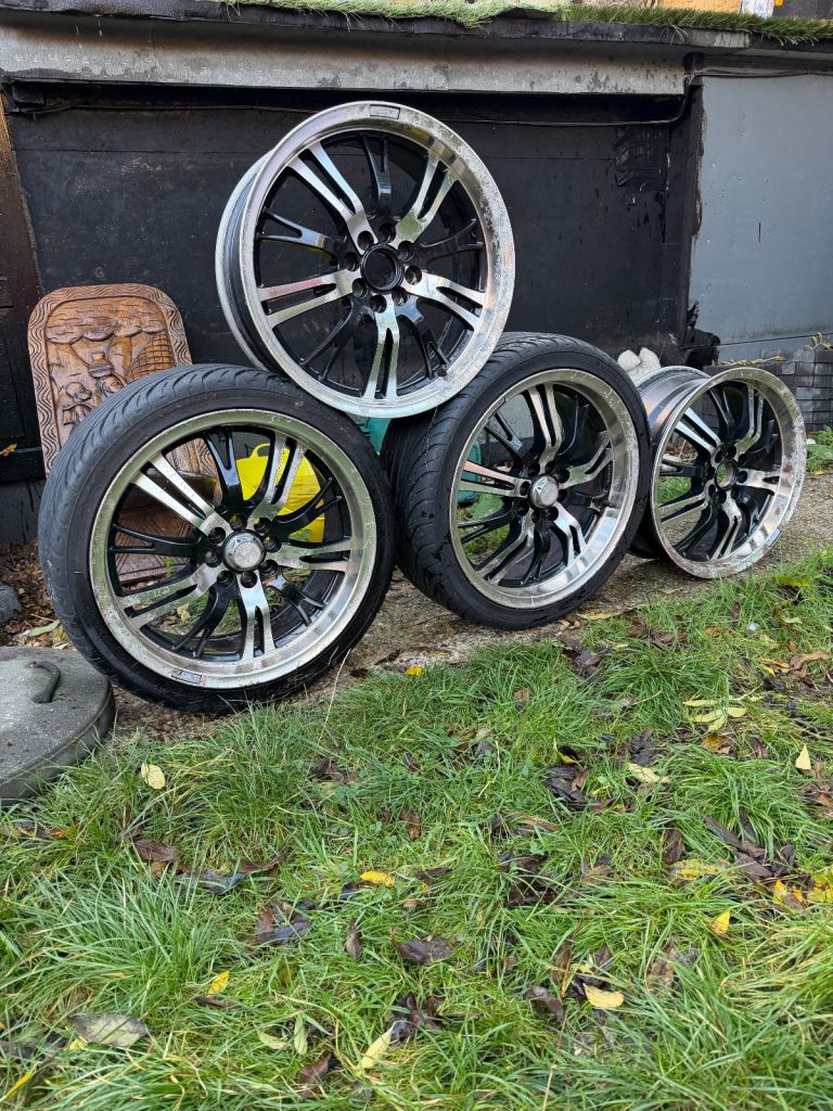  For Mini Coppper 4 alloys wheels with 2 new tyres-free local delivery 