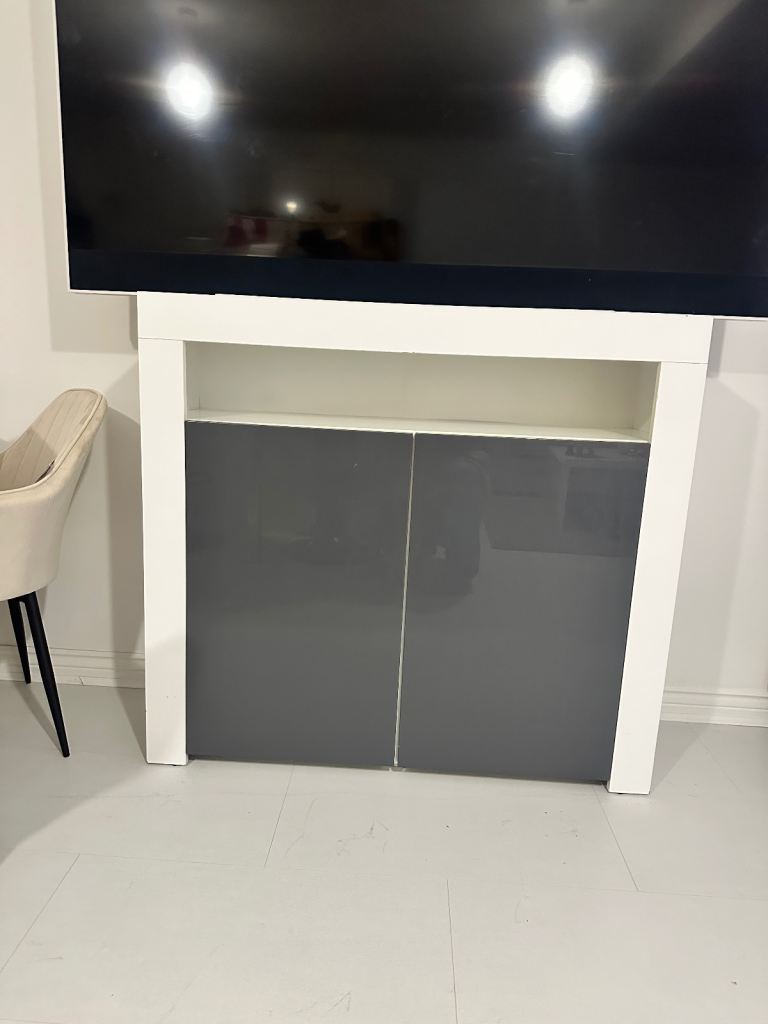 Grey and white high gloss sideboard 