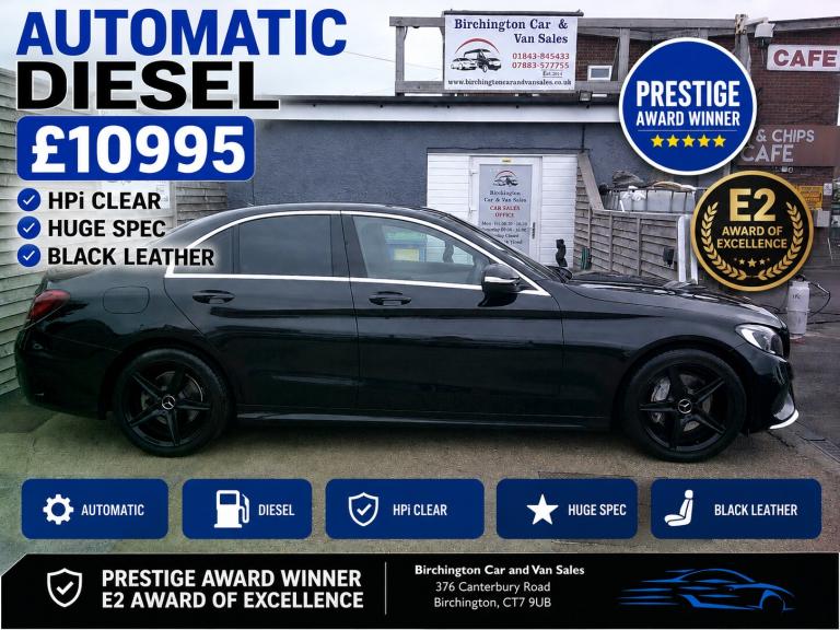 2014 Mercedes-Benz C Class C220 AMG LINE AUTO BLACK IN & OUT **81300 MILES** (£35 RD TAX) DIESEL ...