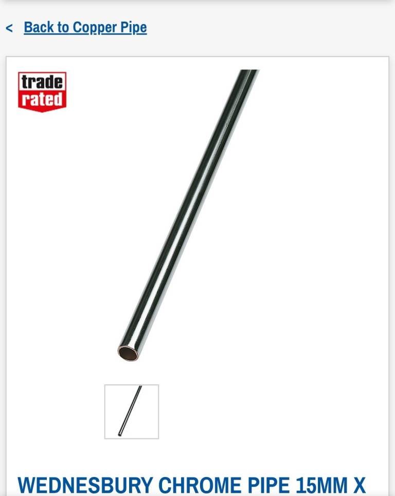 Chrome radiator pipe 15mm x 1.8m